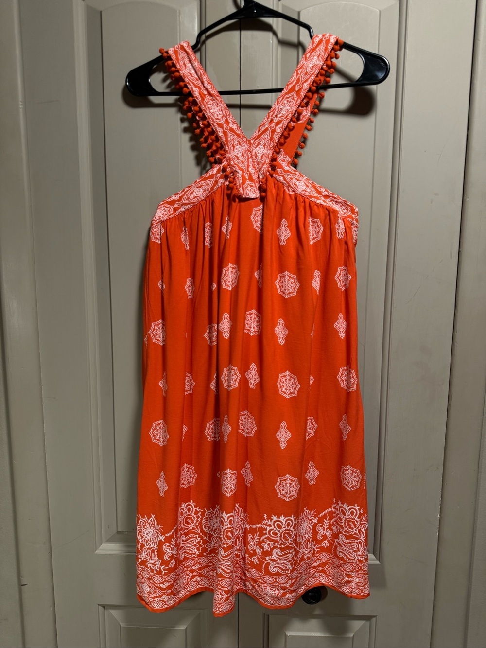 Orange Printed Halter Summer Dress